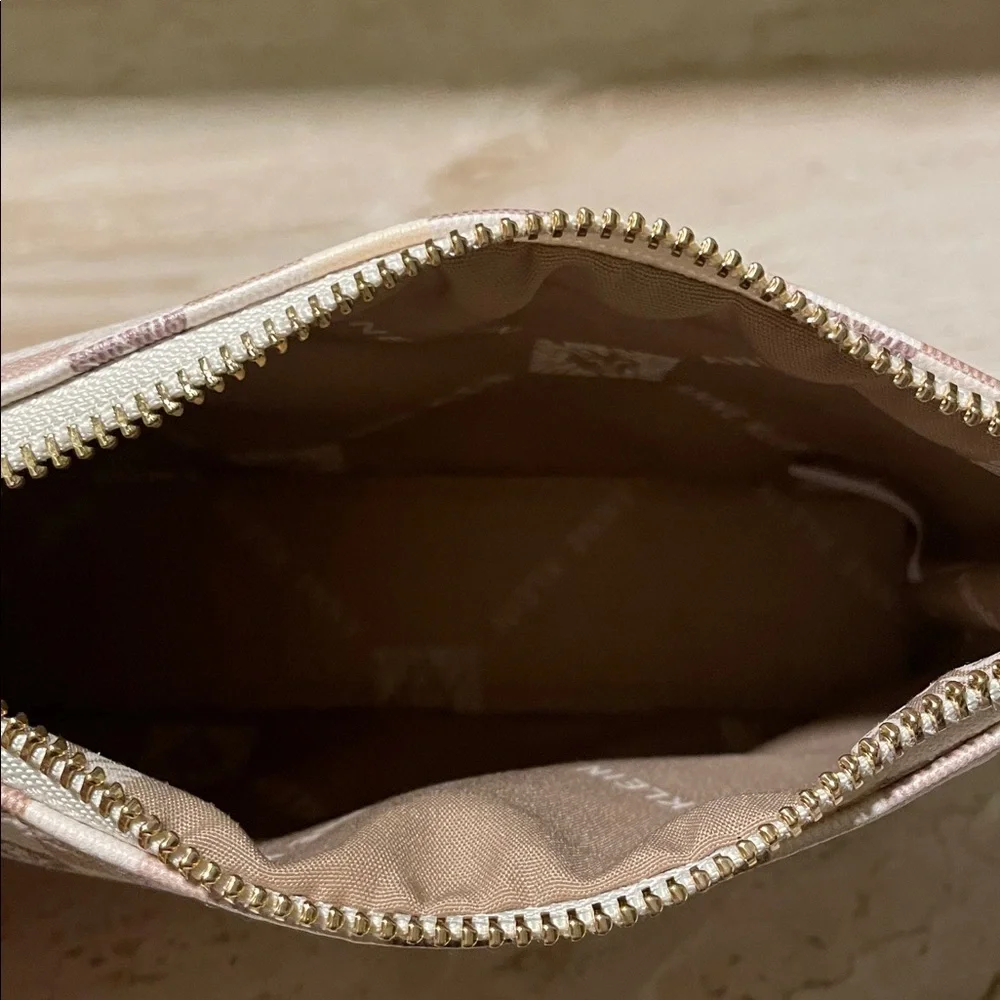 Anne Klein Checkered Beige and Brown Makeup Bag